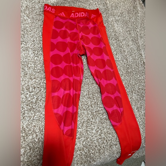 Adidas Marimekko red and pink tights, size L - Picture 1 of 3